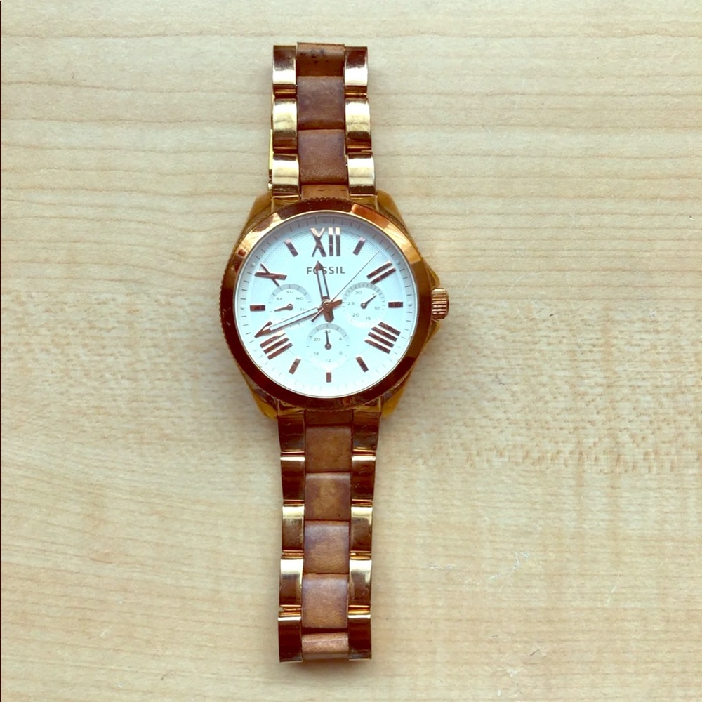 Gold Fossil Watch